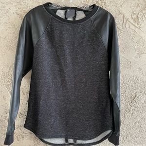 Faux leather long sleeve shirt